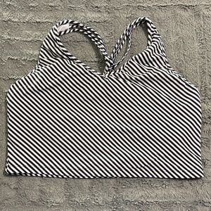 KIAVA Black and White Striped Bikini Top